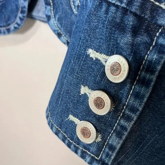 Caribbean Joe Denim Blazer Jacket Sz M - Picture 7 of 7